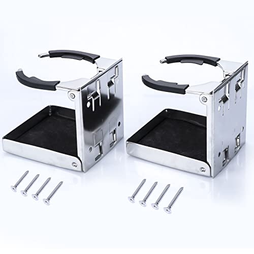 Marinebaby Stainless Steel Adjustable Folding Cup Drink Holders Marine/Boat/Caravan/Car (Cup Holder (2Pcs)) #TOP2