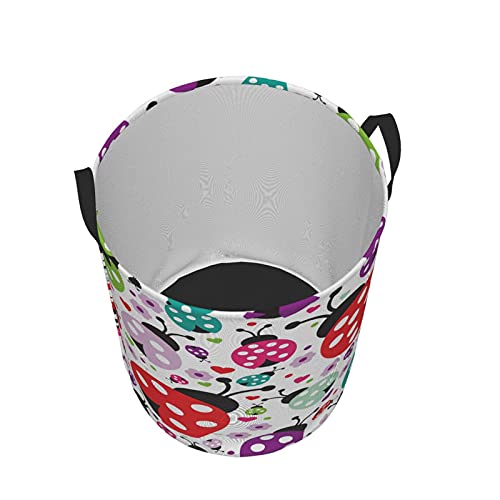 Foruidea Ladybug Polka Dot Laundry Basket,Laundry Hamper,Collapsible Storage Bin,Oxford Fabric Clothes Baskets,Nursery Hamper For Home,Office,Dorm,Gift Basket #TOP2