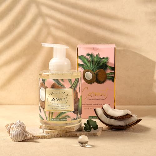 Image of ROMIIE ZOI Foaming Hand Soap, Coconut,Aloe Vera, 500ml / 16.8fl.oz | With Gift Box, Gentle cleansing, nourishes skin without drying