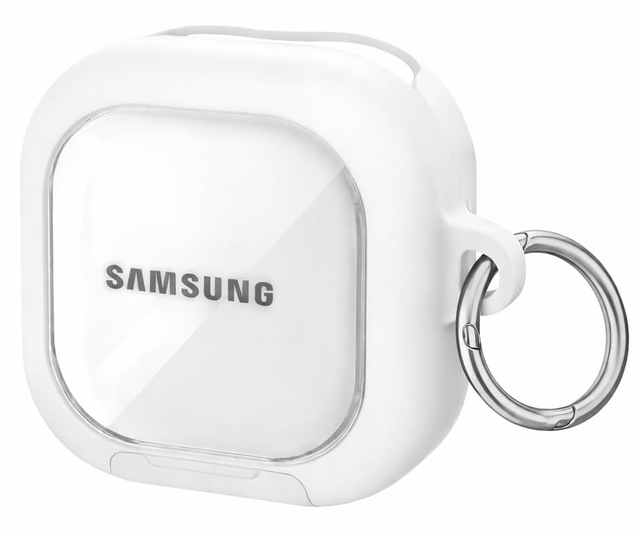 Image of Hybrid Lock Clear Case Cover for Samsung Galaxy Buds 4 and 4 Pro with Phone Stand & Carabiner (White, Transparent with Stand)