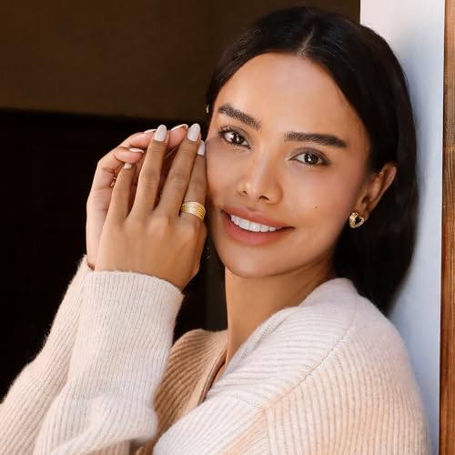 Meissa Gold Thumb Rings For Women Crossover Statement Ring Fashion Chunky Band Rings 925 Sterling Silver Stackable Gold Ring Set Wide Index Finger Ring Size Adjustable thumb #7