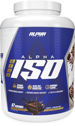 Alpha Supps ISO, Low Carb 100% Whey Protein Isolate Powder, 25 Grams Per Serving, Helps Support Muscle Growth, Low Sugar and Gluten Free (5 Pound (Pack of 1), Chocolate Cake)