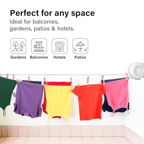 Corde à linge rétractable extérieure de 30m pour étendre au jardin - 4