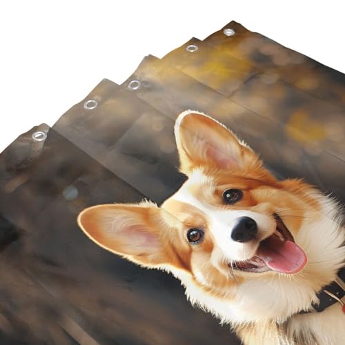 Rideau de douche épais motif Corgi de qualité supérieure imperméable 182,9 cm