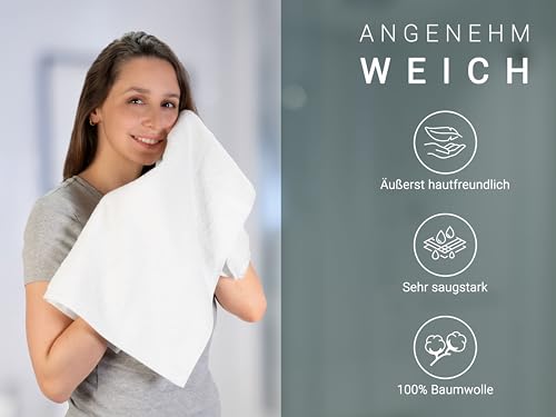 ZOLLNER 6er Set Premium Handtücher in 50x70 cm - extrem saugstarke und weiche Badhandtücher in weiß - hochwertiger Saum - waschbar bis 95°C - Baumwolle - Hotelqualität - Oeko Tex® Zertifiziert