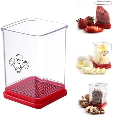 Fruit and Vegetable Speed Slicer with Bottom Push Plate, Fruit Slicer Cup Egg Slicer, Stainless Steel Banana Slicer Strawberry Cutter, Portable Slicing Tool Vegetables Cutting Kitchen Gadget (1 PC)