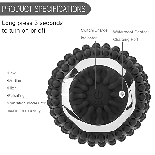 Esmorah Vibrating Massage Ball Deep Tissue Muscle, Upgrade 4 Speed High Intensity Vibration Massager Ball For Back Massagers, Fasciitis Pain Relief, Trigger Point Treatment #TOP2