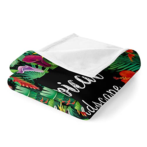 Wesan Tropical Landscape Floral Blanket Colorful Flowers Summer Gifts For Women Kids Girls Scenery Green Plants Foliage Throw Tropical Decor Soft Plush Throw 50"X60" #TOP4
