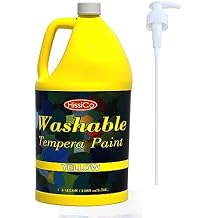 HissiCo Washable Tempera Paint for Kids,Yellow128 oz/1 Gallon Liquid Poster Paint, Non-Toxic Kids Paint with Fluorescent Glitter Metallic Neon Colors for Finger Painting, Hobby Painters