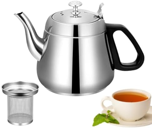 Tetera de acero inoxidable con infusor, 1,5 L, filtro de malla in...