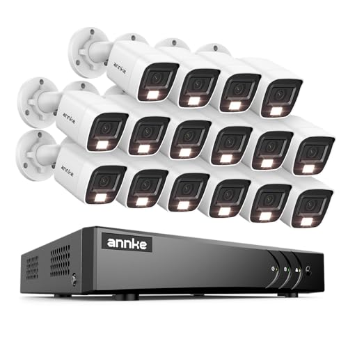 ANNKE 1080P Überwachungskamera Set und Farb-Nachtsicht, 16CH H.265+ 3K Lite DVR mit Personen- und Fahrzeugerkennung, 16 Aussen Kamera Überwachung, E-Mail-Alarm mit Bildern, IP67 Wetterfest