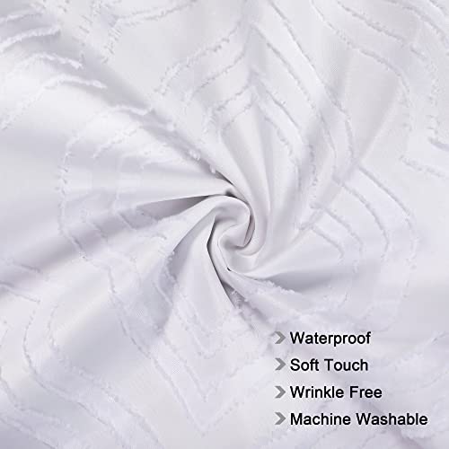 Chyhomenyc Kiqi Clip Jacquard Fabric Shower Curtain 72 Inches Length For Bathroom, Hotel Quality Privacy Geometric Moroccan Texture #TOP5