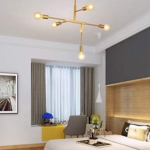 Miniatura 2 de Candelabro - Candelabros de oro Lámpara de techo Interior Sala Decoración Hogar Moderno Lámpara Iluminación E27 5 Lámparas Avizeler, Candelabro