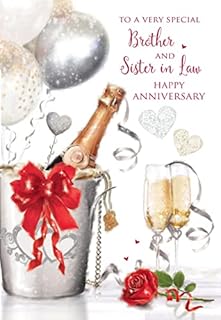Brother & Sister-in-Law Anniversary Card from Cherry Orchard - Champagne & Balloons - Foil Finish