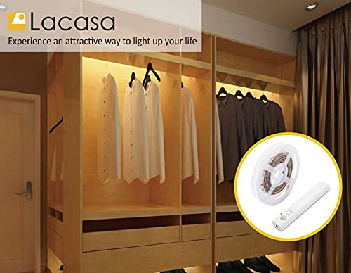 Lacasa Motion Activated Led Light Strip 60" 1.5M, Battery Powered Motion Sensor Closet Lights, Warm White, Auto Or Switch On/Off, For Kitchen Under Cabinet, Wardrobe, Cupboard, Bathroom #TOP7
