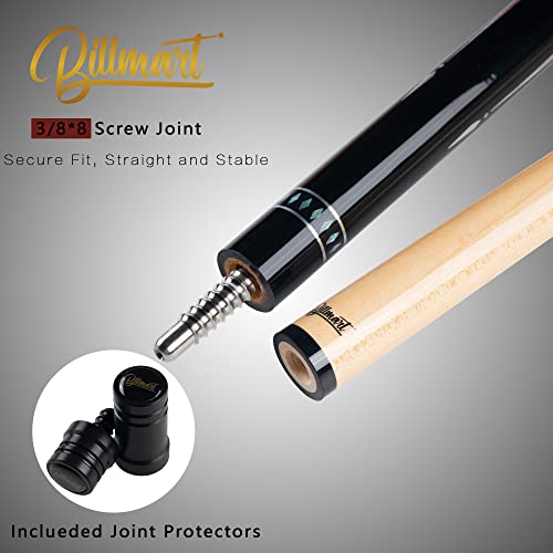 Billmart Pool Cue Stick, Low Deflection Shaft Billiard Cue Sticks with Hard Case, Pool Table Sticks Queue, 19-21 oz Pool Que(Red 21oz) by Billmart - Image 3