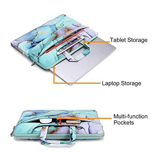 MOSISO Laptop Shoulder Bag Compatible with MacBook Air 13 inch M3 M2 M1 2018-2024 / Pro 13 inch M2 M1 2016-2024,Carrying Briefcase Sleeve with Belt Marble MO-MBH1892