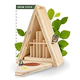 Martenbrown® Schmetterlingshaus/witterungsbeständiger Schmetterlingskasten aus FSC zertifizierten & massiven Fichtenholz. Nachhaltiges Schmetterlingshotel mit Schmetterlingstränke & -Futterstation