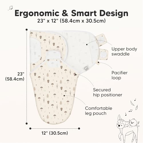 Image of 3-Pack Organic Baby Swaddle Sleep Sacks - Swaddles for Newborns, Infant 0-3 Months, Baby Girls, Boys, Soft & Snug Newborn Sleep Sack, Nursery Swaddling Blankets (Nibbles /Bruce, OS)