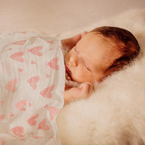 Image of GLLQUEN BABY Muslin Swaddle Blankets 4-Pack Breathable Receiving Blankets (35 inch x 40 inch) Soft Baby Blankets for Girls and Boys Newborn Essentials Muslin Burp Cloths Swaddle Wrap Baby Gift (Flower)
