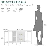 YITAHOME TV Stand, TV Cabinet up to 47 Inch, TV Unit with 2 Fabric Drawers and 2 Open Shelves, 110 x 30 x 50cm Chest of Drawers for Living Room, Entertainment Room, Bedroom Furniture, Steel Frame - Image 3