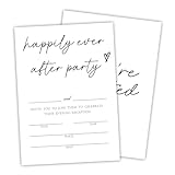 Ketsord 25 Happily Ever After Party Invitations With Envelopes - Minimalism White - Bride & Groom Wedding Reception Cards, Engagement Party Celebration, Party Favor & Decorations - A01