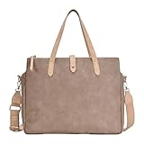 MMS Brands Sasha + Sofi Heather Tote | Triple Compartment Tote Bag for Women | Vegan Leather bag with crossbody strap | (Taupe)