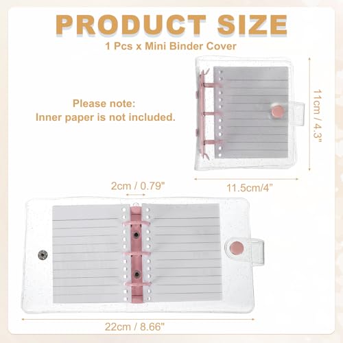 Mini classeur rose en PVC transparent de 10,9 cm avec fermeture pression durable - 2
