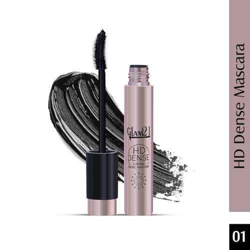 Image of Glam21 HD Dense Mascara, With Petite Brush, Thermal Sensitive Technology, Smudge Proof, Water Proof, Voluminous Eyelashes, 16 Hours Long-wear (Black) | 10ml