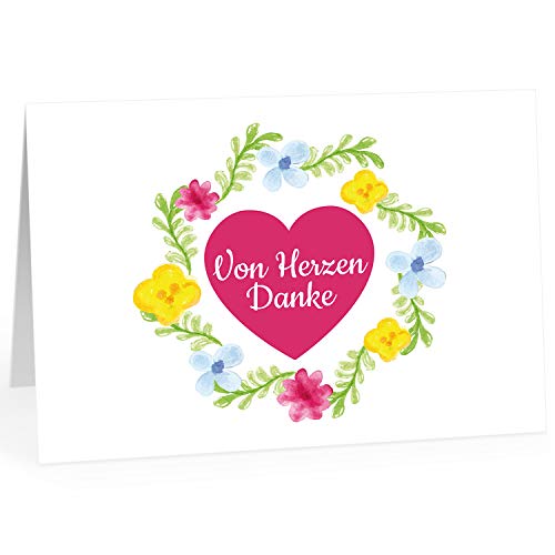 24 Dankeskarten Für Kinder | Regenbogen-Herz-Design, Mit C6-Umschlägen, 149 X 105 Mm