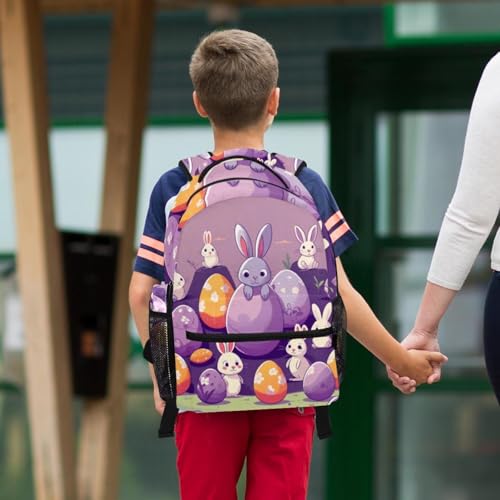 Cartable lapin de Pâques violet avec trousse pour élèves de primaire et collège - 6