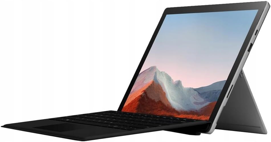 Microsoft Surface Pro 7+ tableta ordenagailua teklatuarekin konektatuta, viewangelu batetik ed.