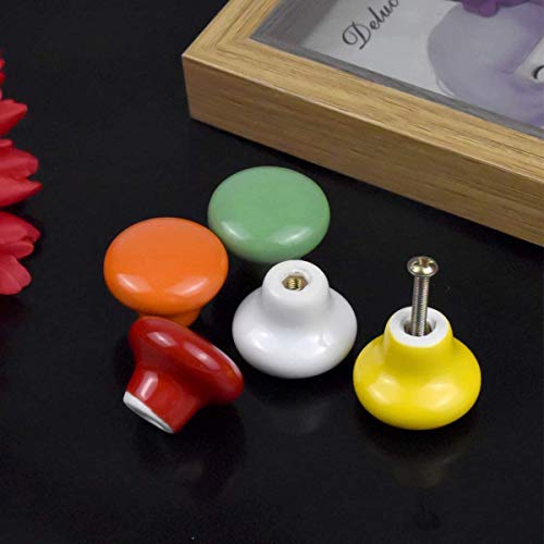 Kissral 10Pcs Colorful Cabinet Door Knobs, 32Mm Round Ceramic Drawer Pull Handle, Cute Kitchen Cabinet Cupboard Drawer Door Knobs Set, Door Furniture Cabinet Knobs For Kids Children Bedroom Home #TOP3