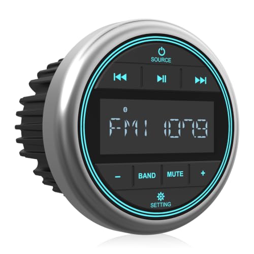 Image of Marine Bluetooth Stereo Radio Receiver: Marine Digital Multimedia Player | 2.8 Inch LCD Display AM FM USB AUX-In Preset EQ Subwoofer 200W RCA Output for Boat Golf Cart ATV UTV Yacht