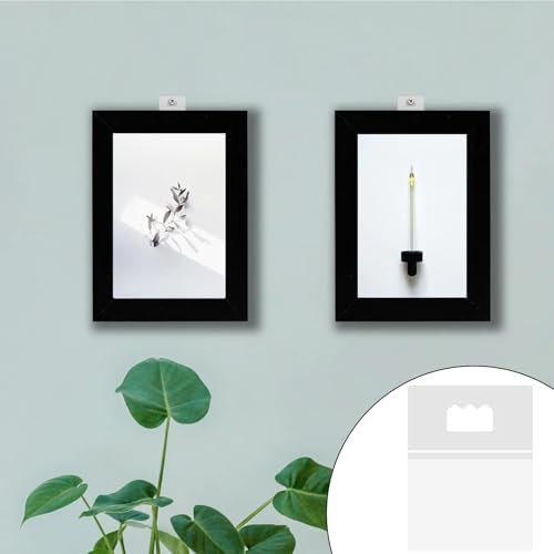 Image of 30PCS Adhesive Picture Hangers Without Nails, Plastic Sawtooth Wall Hangers, No Nail Stick on Poster Hanging No Hole Damage Free Picture Hanger Frame Hooks for Back of Frames