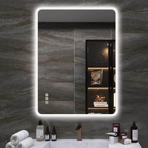 S'bagno 500 x 700 mm LED Illuminated Bathroom Bluetooth Mirror [IP44 Rated] Rectangular Backlit Wall Mounted Mirror with Touch Sensor Switch/Dimming Function/Demister pad …
