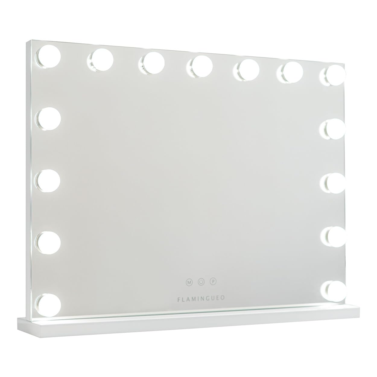 Flamingueo Miroir Coiffeuse - Bande LED - 3 Modes D'Éclairage - Intensité Réglable - Contrôle Tactile - Miroir Maquillage Lumineux - Blanc - 58x12x43cm