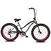 MICARGI SLUGO-SS Fat Tire Cruiser Bike for Mens & Women, Chopper Stretch Bike with Hi-Ten Steel Frame 7-Speed DISC Brake, Complete Cruiser Bicycle for Adults (BK/RED)