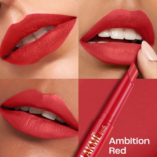 Image of Lakme 9 to 5 Forever Matte Lip Crayon, Ambition Red, 1.1g, for Smooth and Supple Lips, with Vitamin C, Matte Finish, 8 Hr Hydration, Long Lasting all day comfort, Retractable Crayon