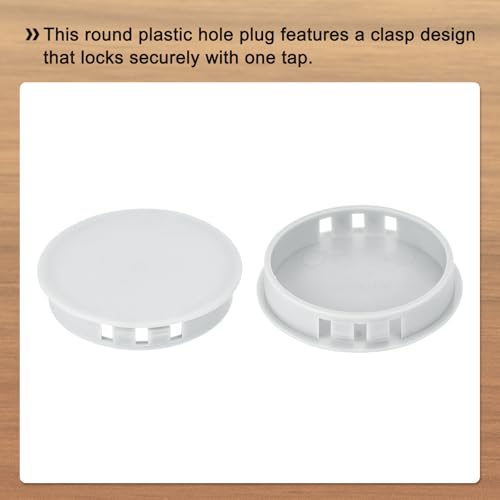 Image of MECCANIXITY 64PCS 55mm(2 3 /16 inch) Light Gray Plastic Hole Plugs, Flush Type Panel Hole Plugs Insert End Caps for Locking Hole Tubes Furniture Cabinet