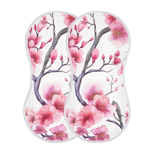 1 Pack Beautiful Cherry Blossoms Muslin Burp Cloths Cotton Absorbent Baby Burping Rags for Boys Girls Soft Newborn Burp Bibs, 22 x 11 Inch2