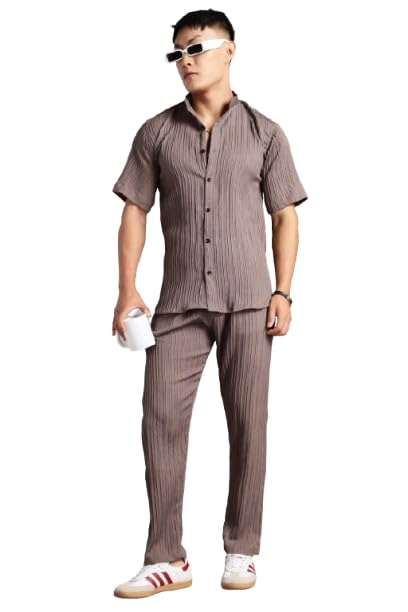 MITLLI Mens Co-ord-Set,Regular wear,Comfort wear || Half Sleeve || Men's Night Suit Pajama Set Brown-image-31