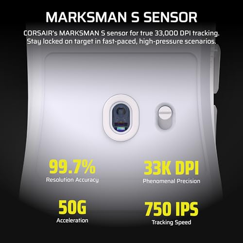 Image of Corsair Sabre v2 PRO Ultralight FPS Wireless Gaming Mouse - 33,000 DPI, 36g Weight, 8,000Hz Hyper-Polling, Mechanical Switches, Up to 70-Hour Wireless Battery Life, Web Hub - White