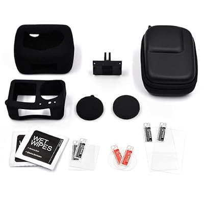 Sports Camera Accessory Kit for DJI OSMO Action 4, Including Silicone Protector, Hard Shell Travel Storage Carrying Case,Magnetic Adapter,Noise Reduction Sponge and More