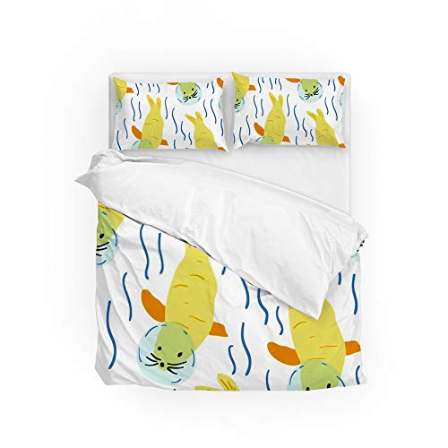 Housse de couette imprimée lions de mer mignons en tissu 100 % polyester résistant