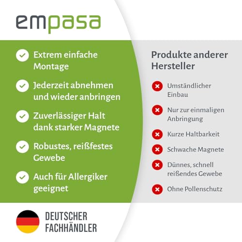 empasa Magnet Fliegengitter Fenster DELUXE mit professioneller Magnet-Klick-Befestigung, Insektenschutz ohne Bohren, Magnetfenster, kürzbar, Größe:100 x 120 cm, Gewebeauswahl:Fliegengitter