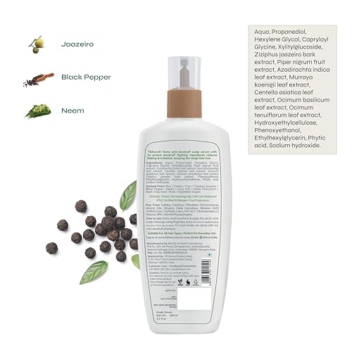 Image of Tikitoro Teens Anti-Dandruff Scalp Serum with Joazeiro, Black Pepper, and Neem Promotes Good Microbes, Fights Dandruff Causing Fungi, Reduces Flaking and Itching, All Skin Types (Age: 11+) (100ml x 1)