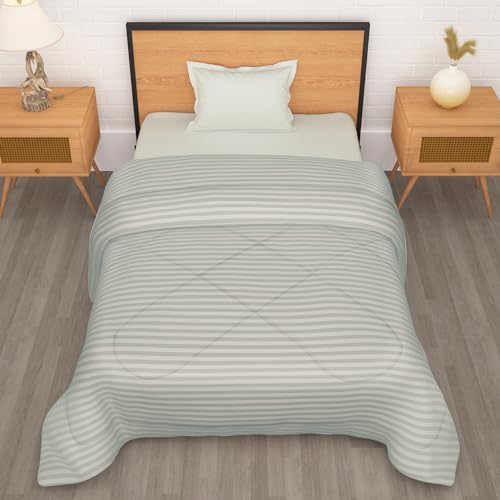Image of Single Bed Comforter 180 GSM Reversible Microfiber | Comforter Single | AC Comforter Single Bed | Lightweight All Season Comforter | Blanket Single Size - Light Grey