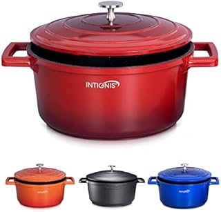 Casserole Dishes with lids oven proof ticker than cast iron pot hob to oven casserole dishes large & small sizes (24cm, Red)