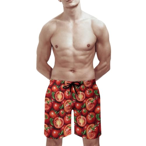 Hawaiian Shorts for Men - Realistic Tomatoes Print Quick Dry Mens Swim Trunks Bathing Suits with Mesh Lining2